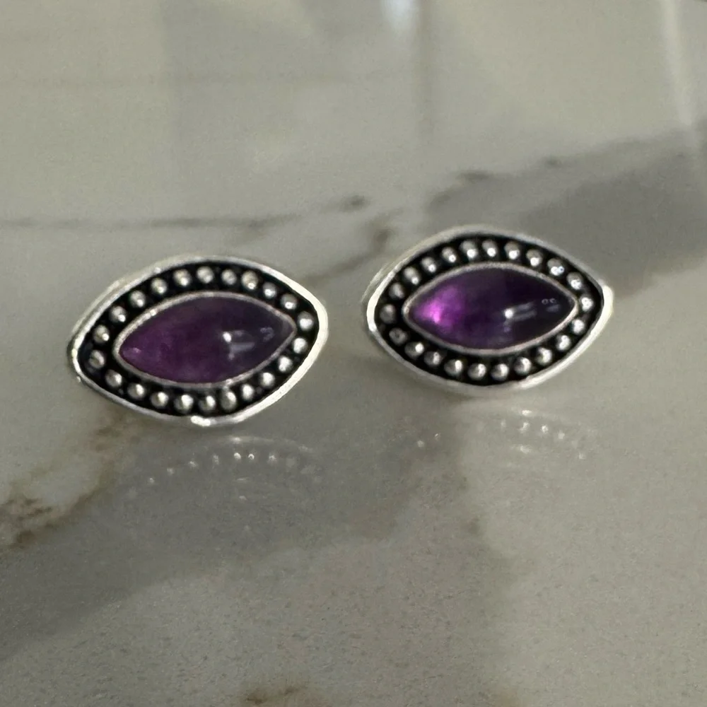NWOT Sundance Cave Cavern Earrings, Amethyst, Sterling Silver